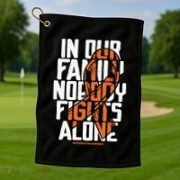 In Our Family Nobody Fights Alone Leukemia Awareness Month Meaningful Gift Golf Towel thumb 1