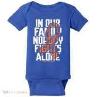 In Our Family Nobody Fights Alone Leukemia Awareness Month Meaningful Gift Baby Bodysuit thumb 0