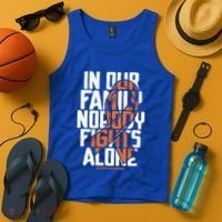 In Our Family Nobody Fights Alone Leukemia Awareness Month Meaningful Gift Tank Top thumb 4
