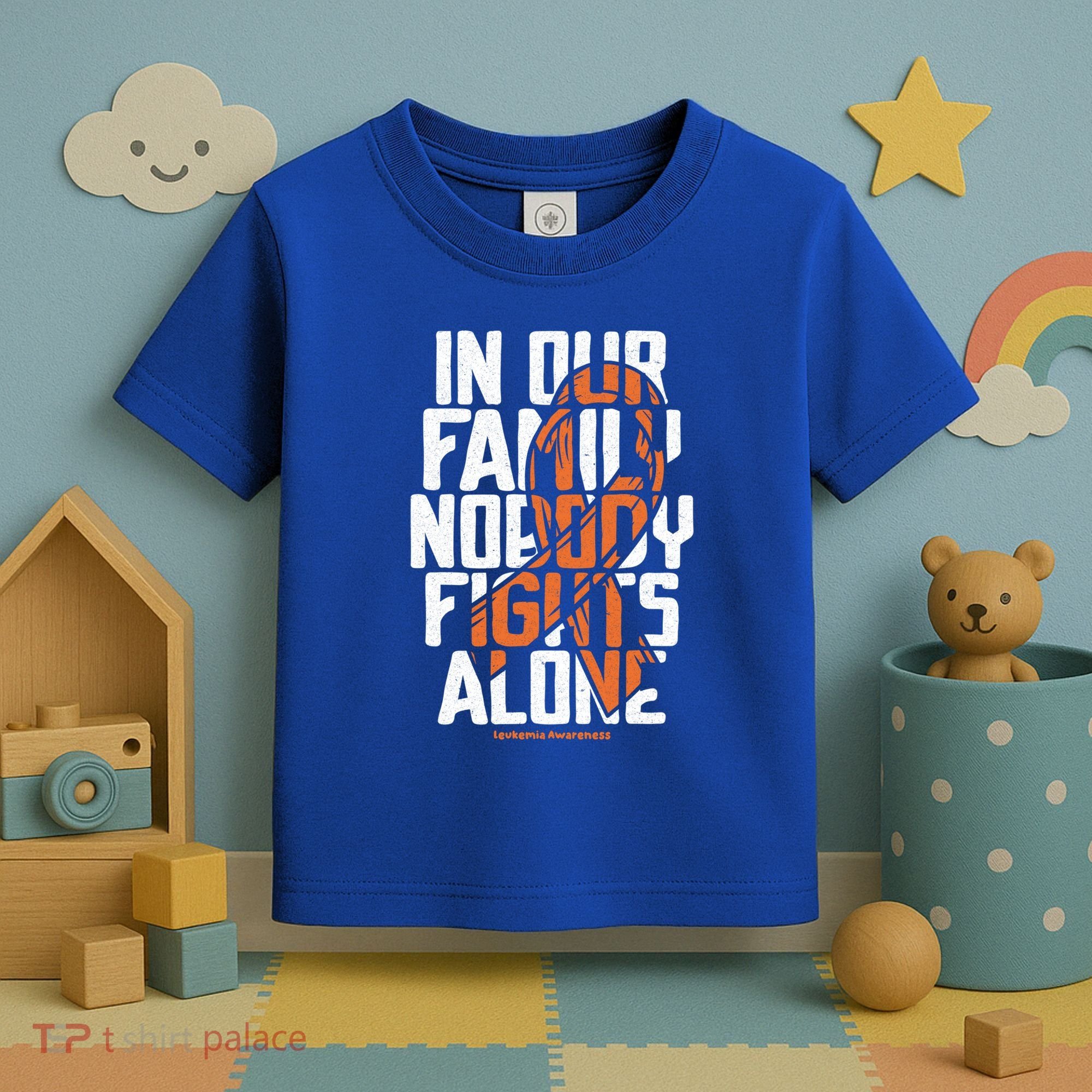 In Our Family Nobody Fights Alone Leukemia Awareness Month Meaningful Gift Toddler T-Shirt