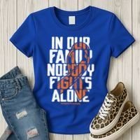 In Our Family Nobody Fights Alone Leukemia Awareness Month Meaningful Gift Women's T-Shirt thumb 3