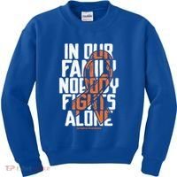 In Our Family Nobody Fights Alone Leukemia Awareness Month Meaningful Gift Kids Sweatshirt thumb 0