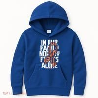 In Our Family Nobody Fights Alone Leukemia Awareness Month Meaningful Gift Kids Hoodie thumb 0