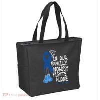 In Our Family Nobody Fights Alone Colon Cancer Awareness Tote Bag thumb 2