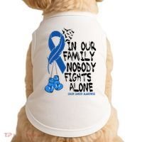 In Our Family Nobody Fights Alone Colon Cancer Awareness Doggie Tank thumb 0