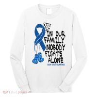 In Our Family Nobody Fights Alone Colon Cancer Awareness Long Sleeve Shirt thumb 0