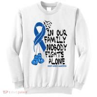 In Our Family Nobody Fights Alone Colon Cancer Awareness Sweatshirt thumb 0
