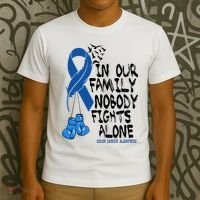 In Our Family Nobody Fights Alone Colon Cancer Awareness T-Shirt thumb 3