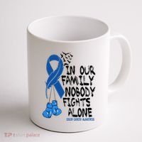 In Our Family Nobody Fights Alone Colon Cancer Awareness Coffee Mug thumb 1