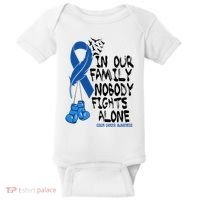 In Our Family Nobody Fights Alone Colon Cancer Awareness Baby Bodysuit thumb 0