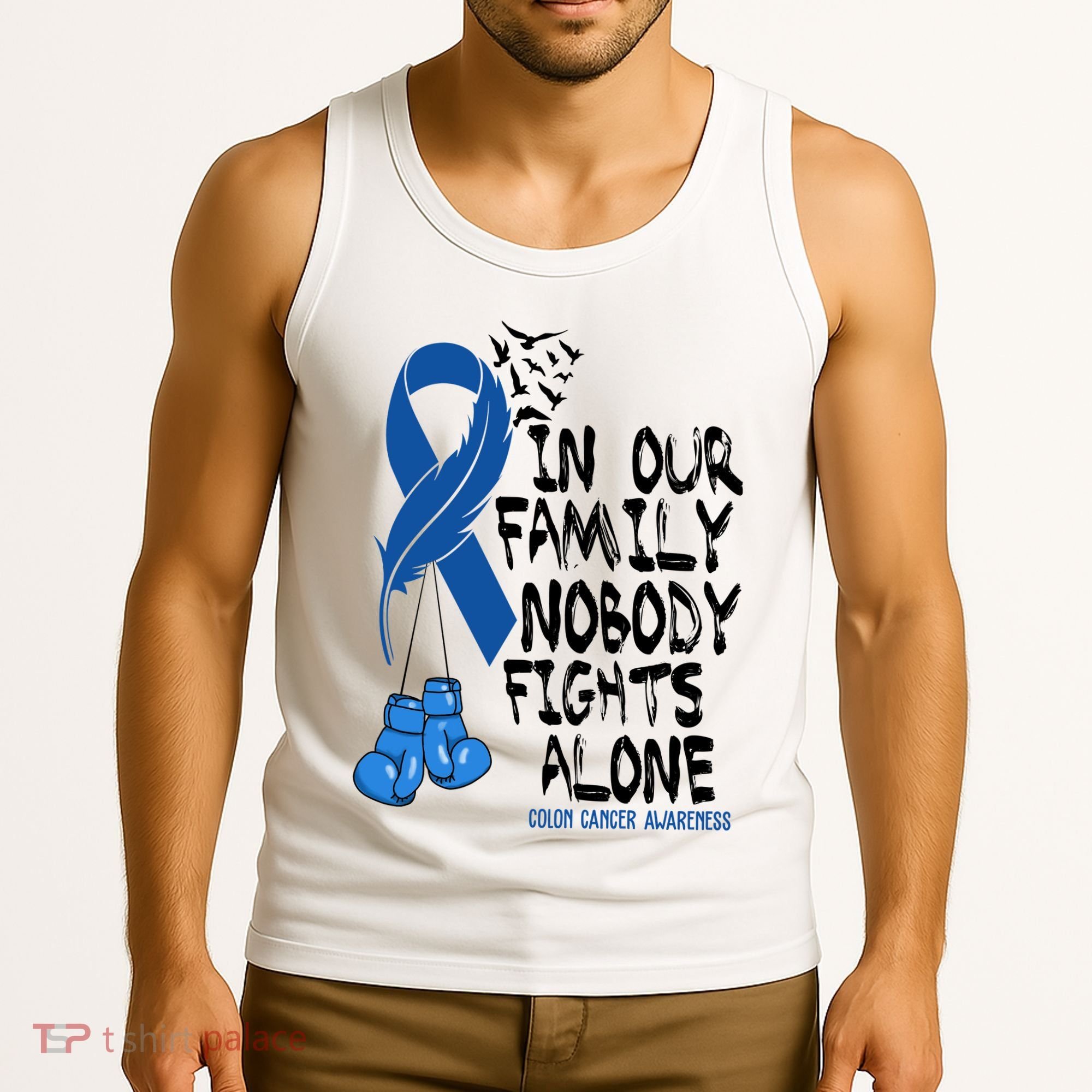 In Our Family Nobody Fights Alone Colon Cancer Awareness Tank Top
