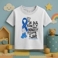 In Our Family Nobody Fights Alone Colon Cancer Awareness Toddler T-Shirt thumb 3