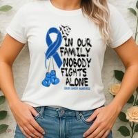 In Our Family Nobody Fights Alone Colon Cancer Awareness Women's T-Shirt thumb 2