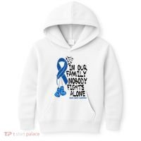 In Our Family Nobody Fights Alone Colon Cancer Awareness Kids Hoodie thumb 0