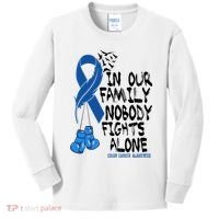 In Our Family Nobody Fights Alone Colon Cancer Awareness Kids Long Sleeve Shirt thumb 0