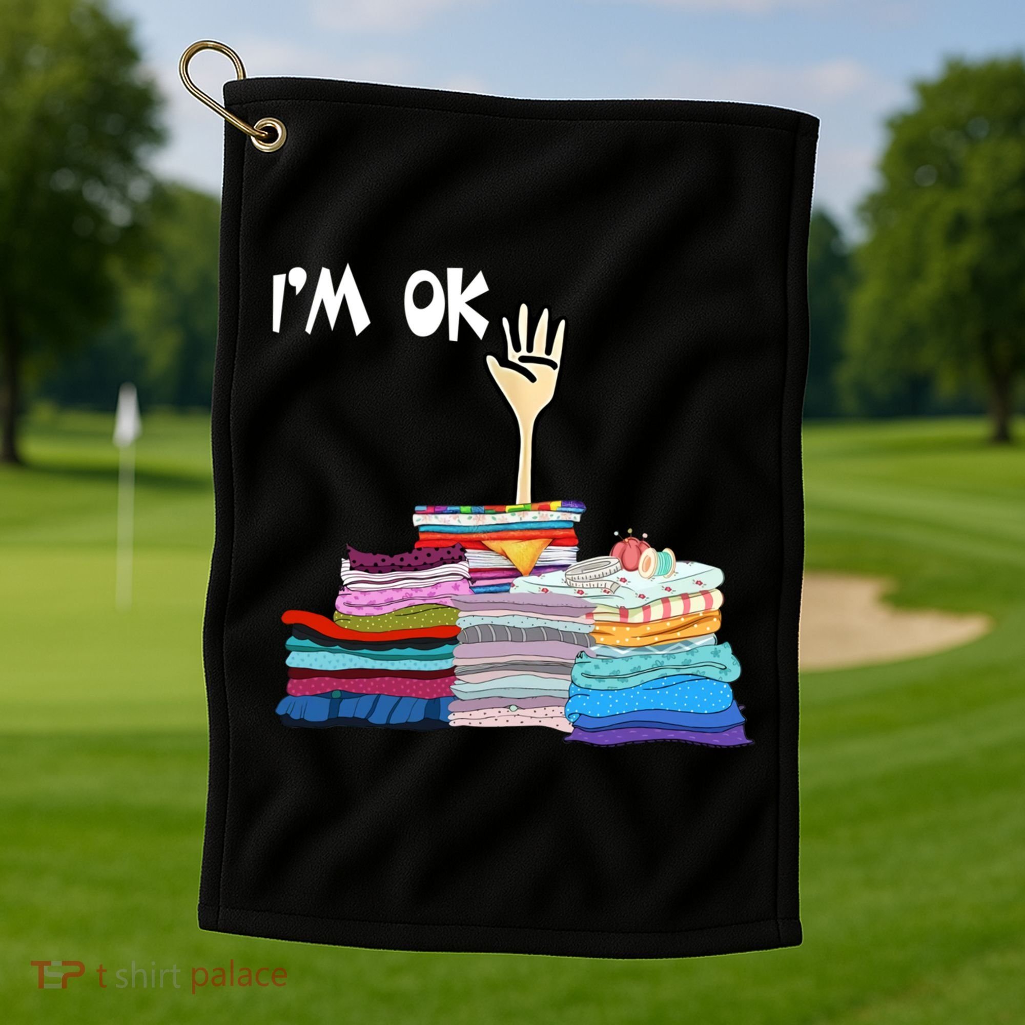 I'm Ok Funny Sewing Lover Sewer Fabric Sewing Seamstress Meaningful Gift Golf Towel