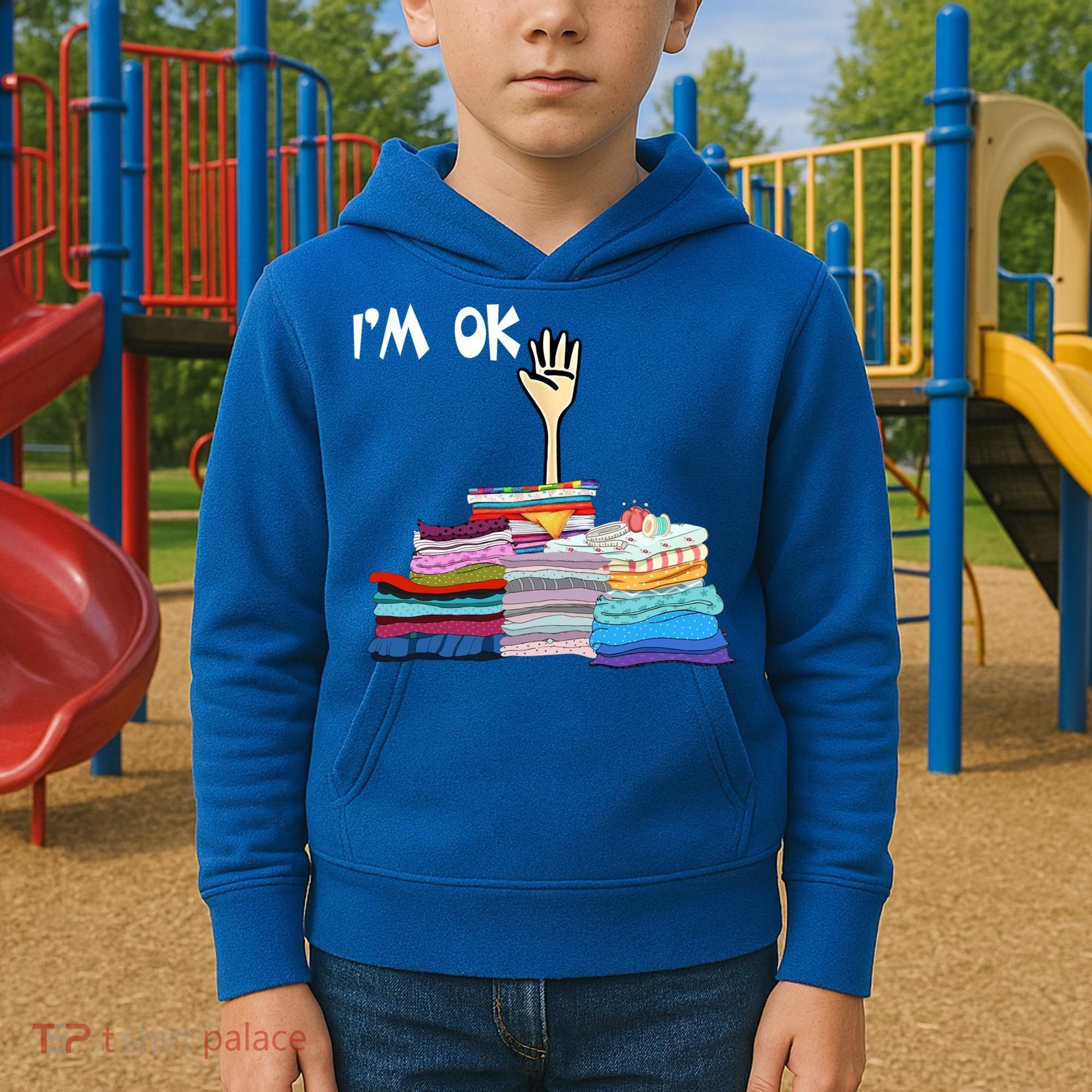 I'm Ok Funny Sewing Lover Sewer Fabric Sewing Seamstress Meaningful Gift Kids Hoodie
