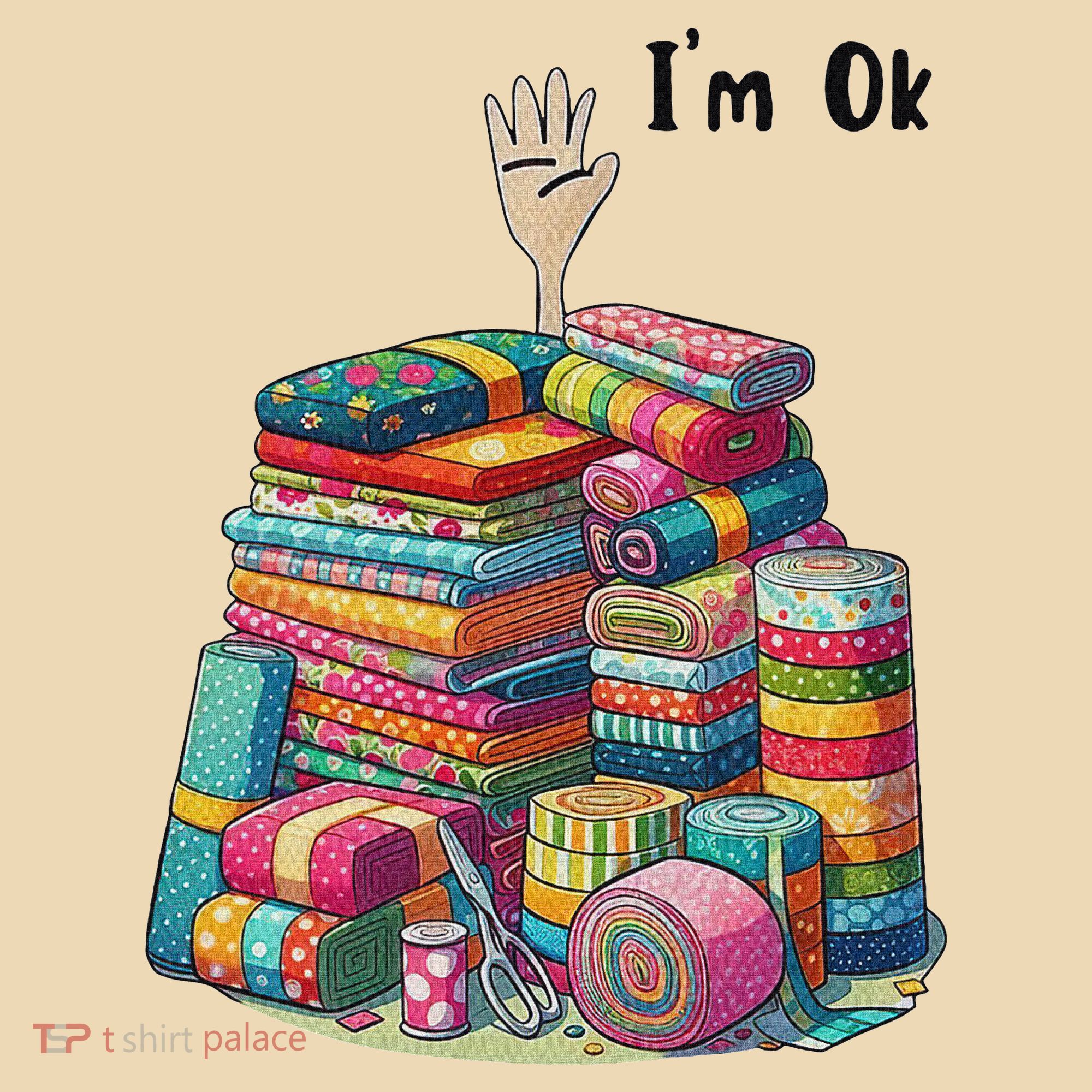 IM Ok Funny Sewing Quilting Fabric Tote Bag