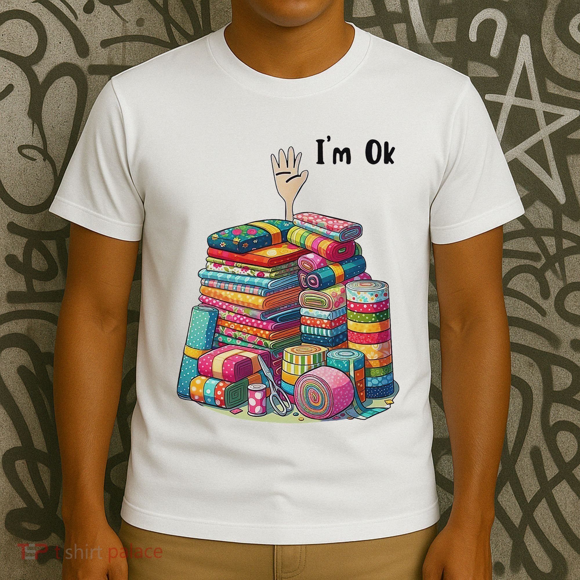 IM Ok Funny Sewing Quilting Fabric T-Shirt