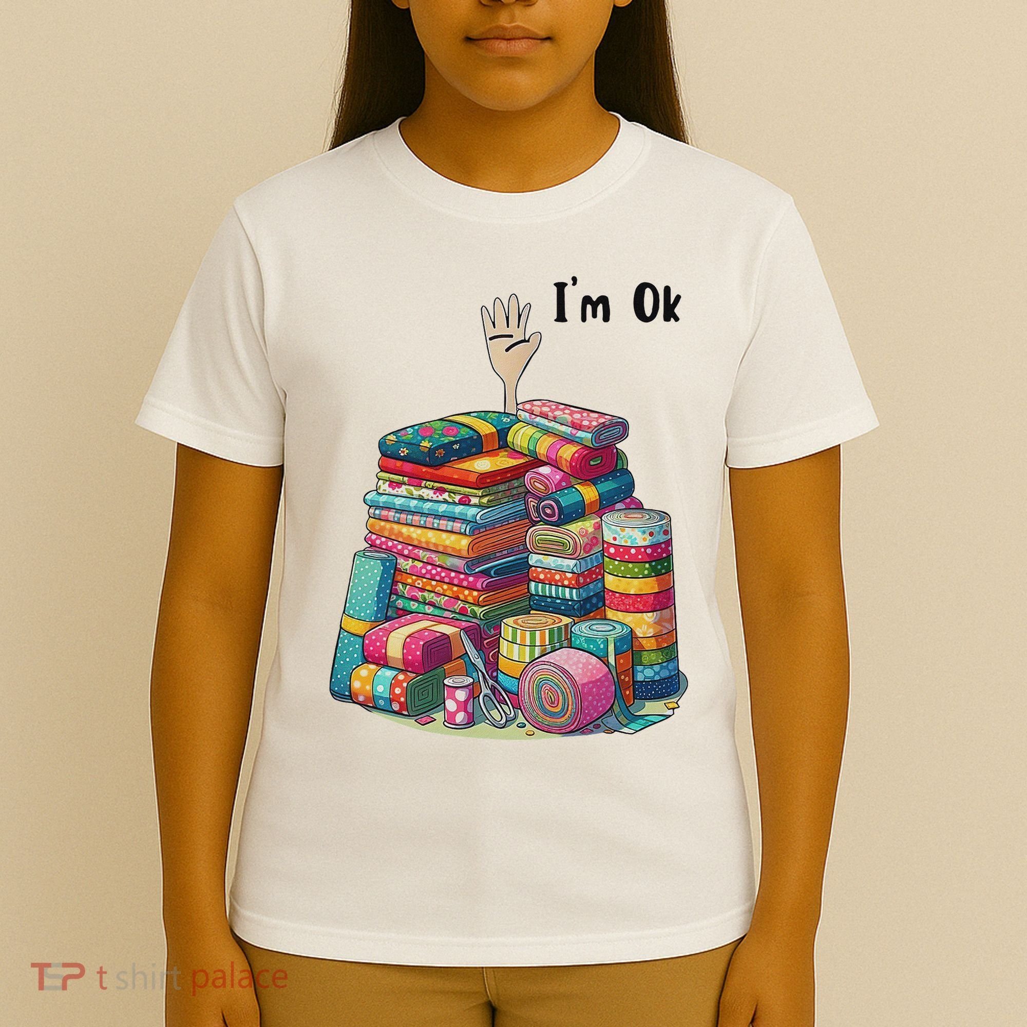 IM Ok Funny Sewing Quilting Fabric T-Shirt