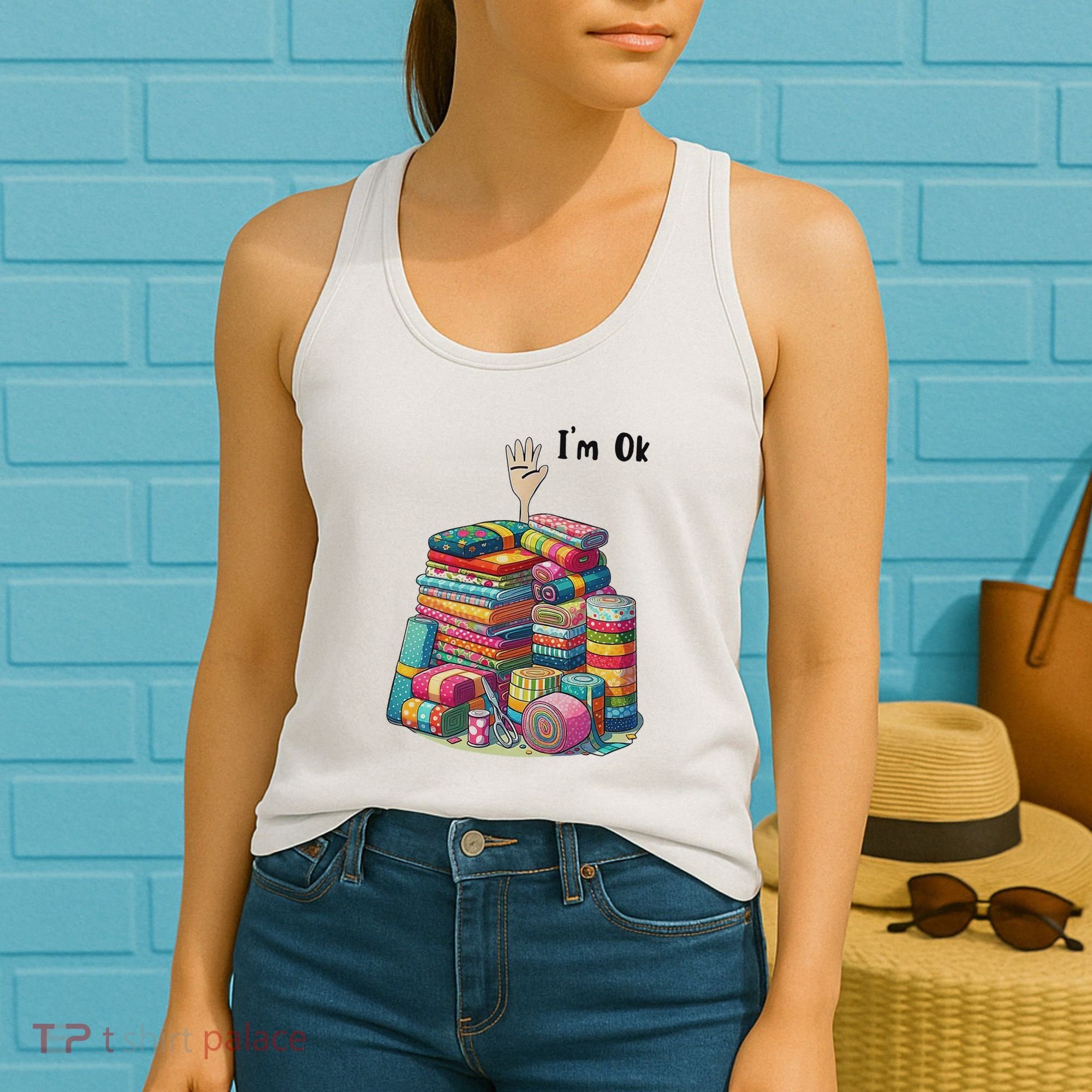 IM Ok Funny Sewing Quilting Fabric Women's Tank Top
