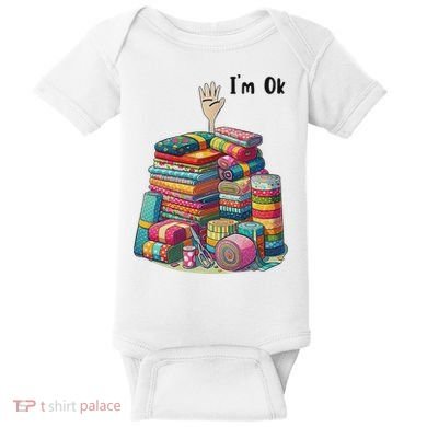 IM Ok Funny Sewing Quilting Fabric Baby Bodysuit