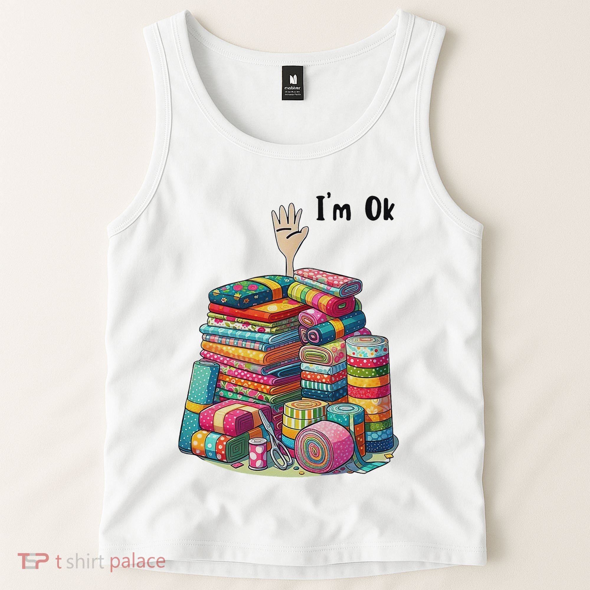 IM Ok Funny Sewing Quilting Fabric Tank Top