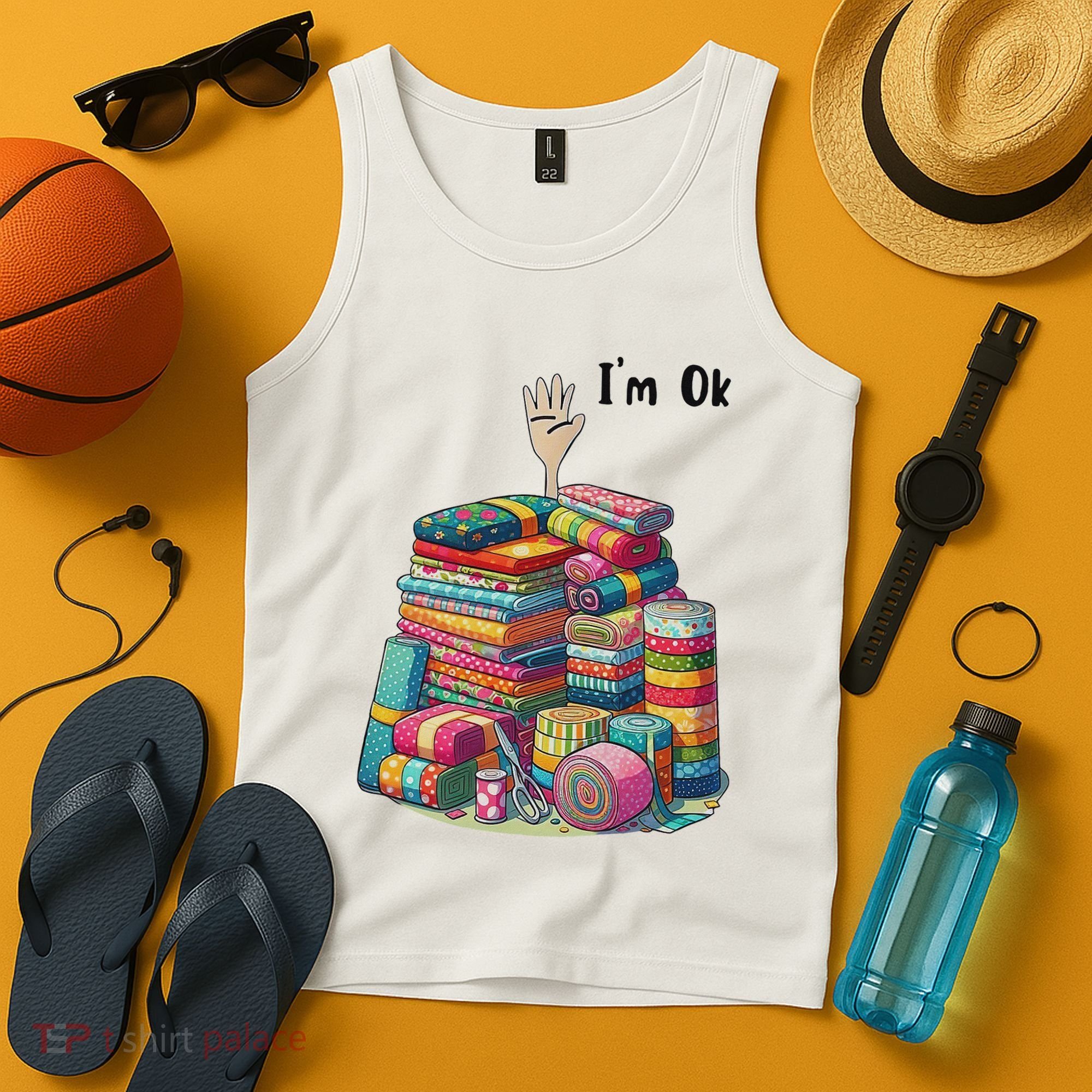 IM Ok Funny Sewing Quilting Fabric Tank Top