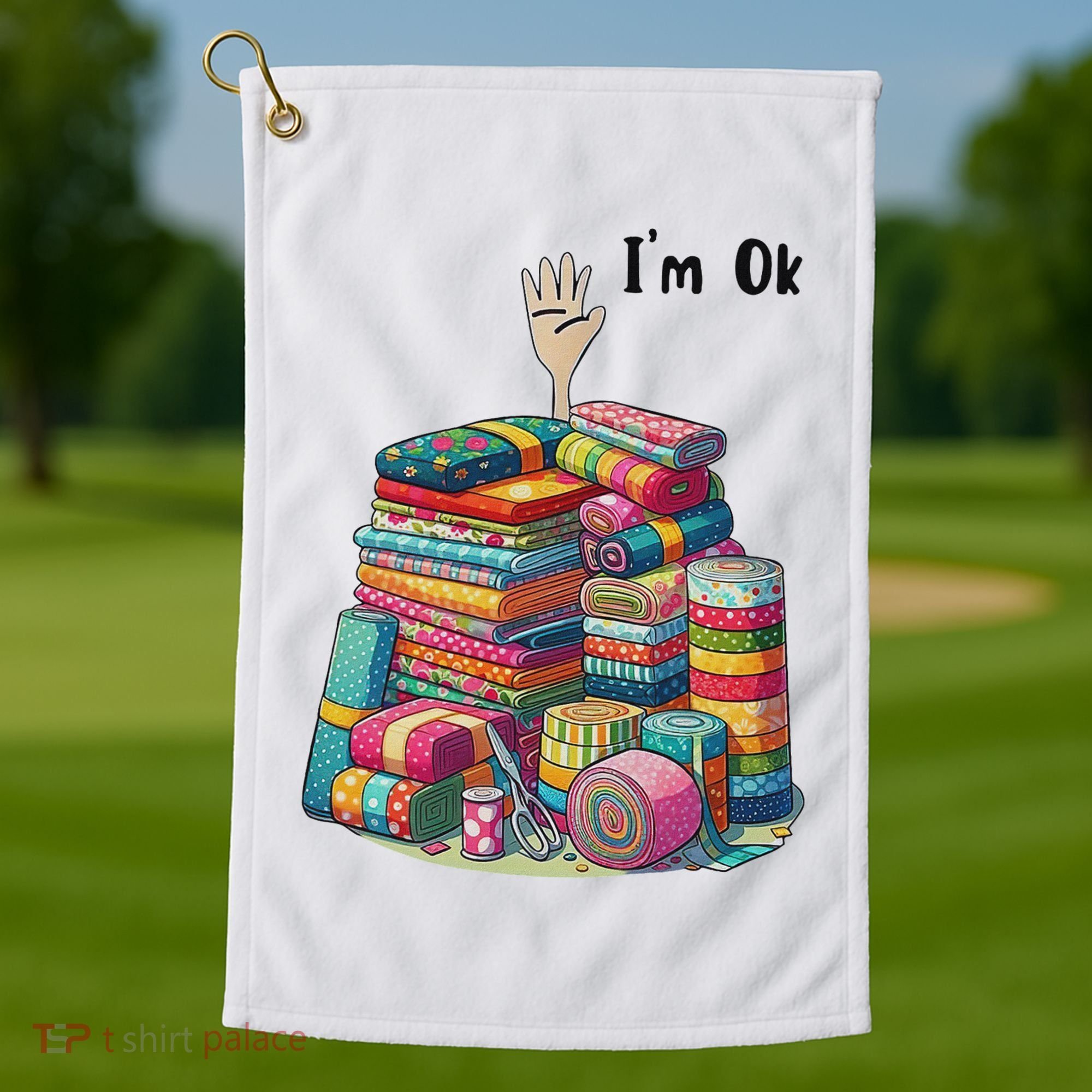 IM Ok Funny Sewing Quilting Fabric Golf Towel