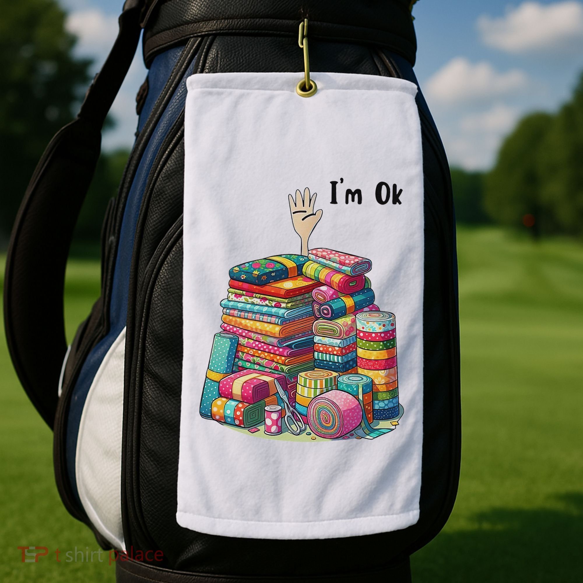 IM Ok Funny Sewing Quilting Fabric Golf Towel