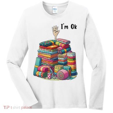 IM Ok Funny Sewing Quilting Fabric Women's Long Sleeve Shirt