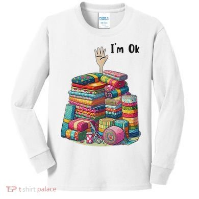 IM Ok Funny Sewing Quilting Fabric Kids Long Sleeve Shirt
