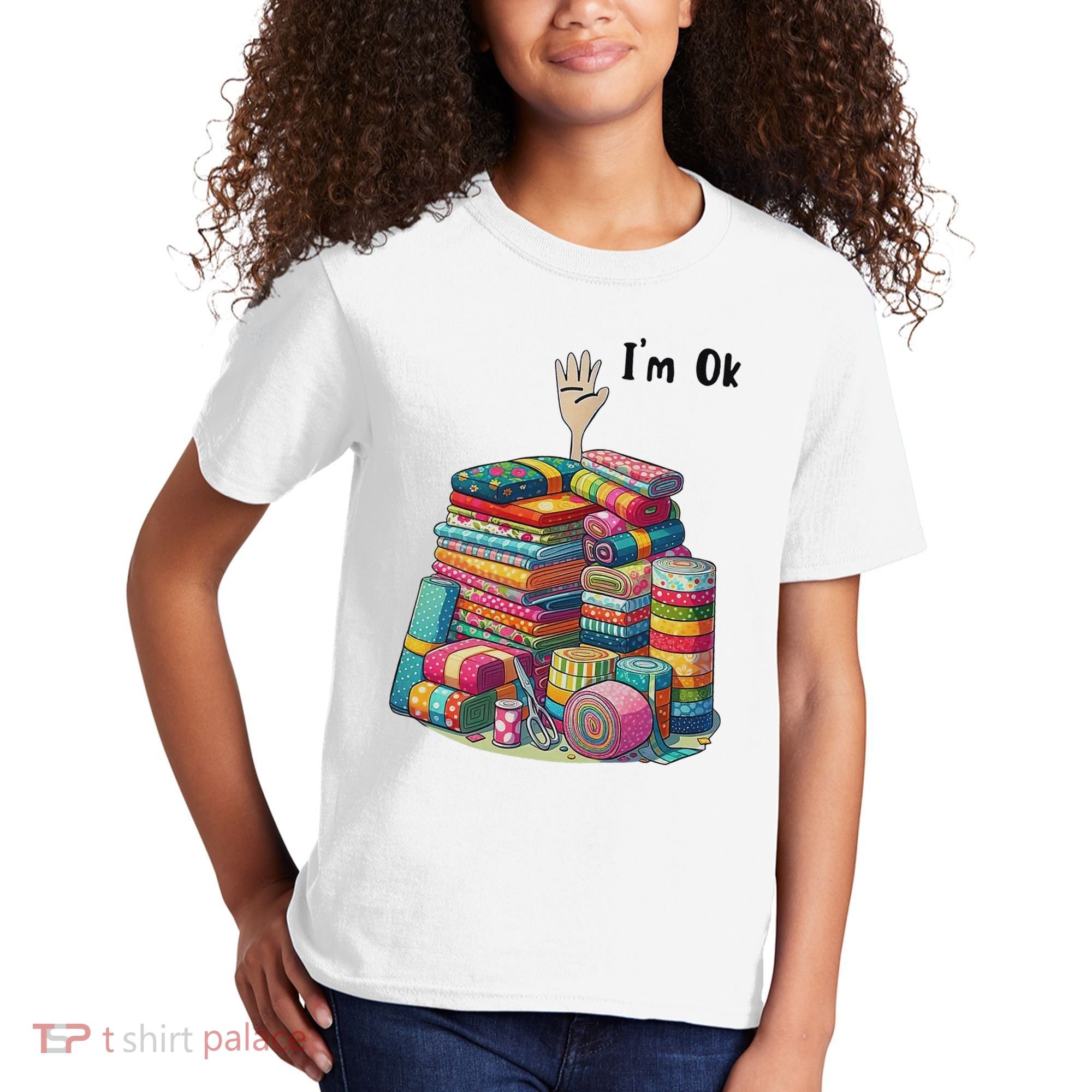 IM Ok Funny Sewing Quilting Fabric Kids T-Shirt