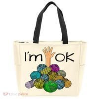 I’m Ok Funny Crochet And Knitting Yarn Mess Tote Bag thumb 0