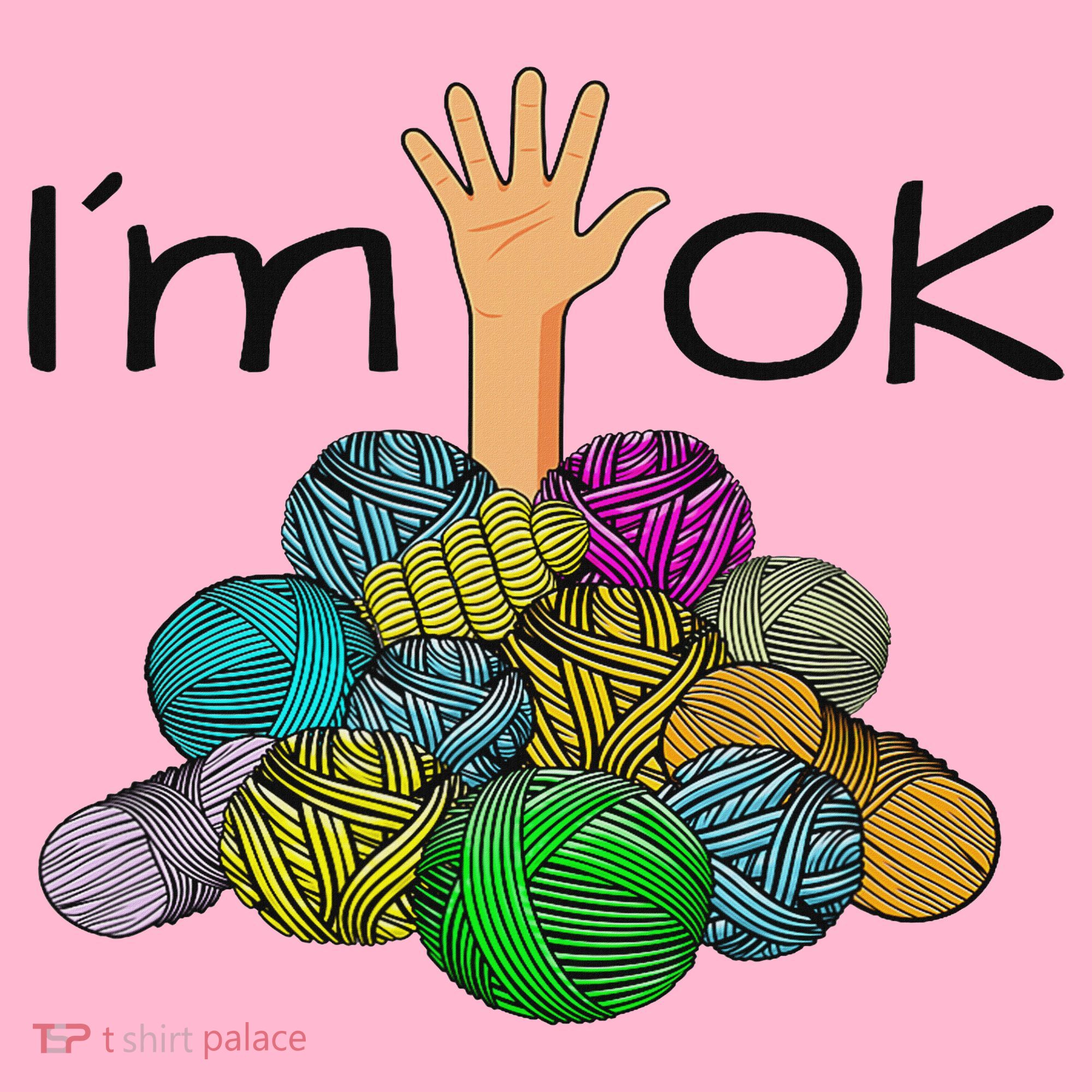 I’m Ok Funny Crochet And Knitting Yarn Mess Coaster