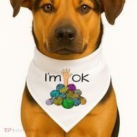 I’m Ok Funny Crochet And Knitting Yarn Mess USA-Made Doggie Bandana thumb 1