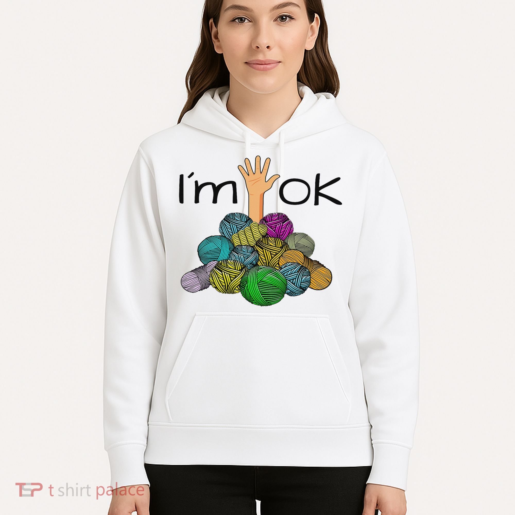 I’m Ok Funny Crochet And Knitting Yarn Mess Hoodie
