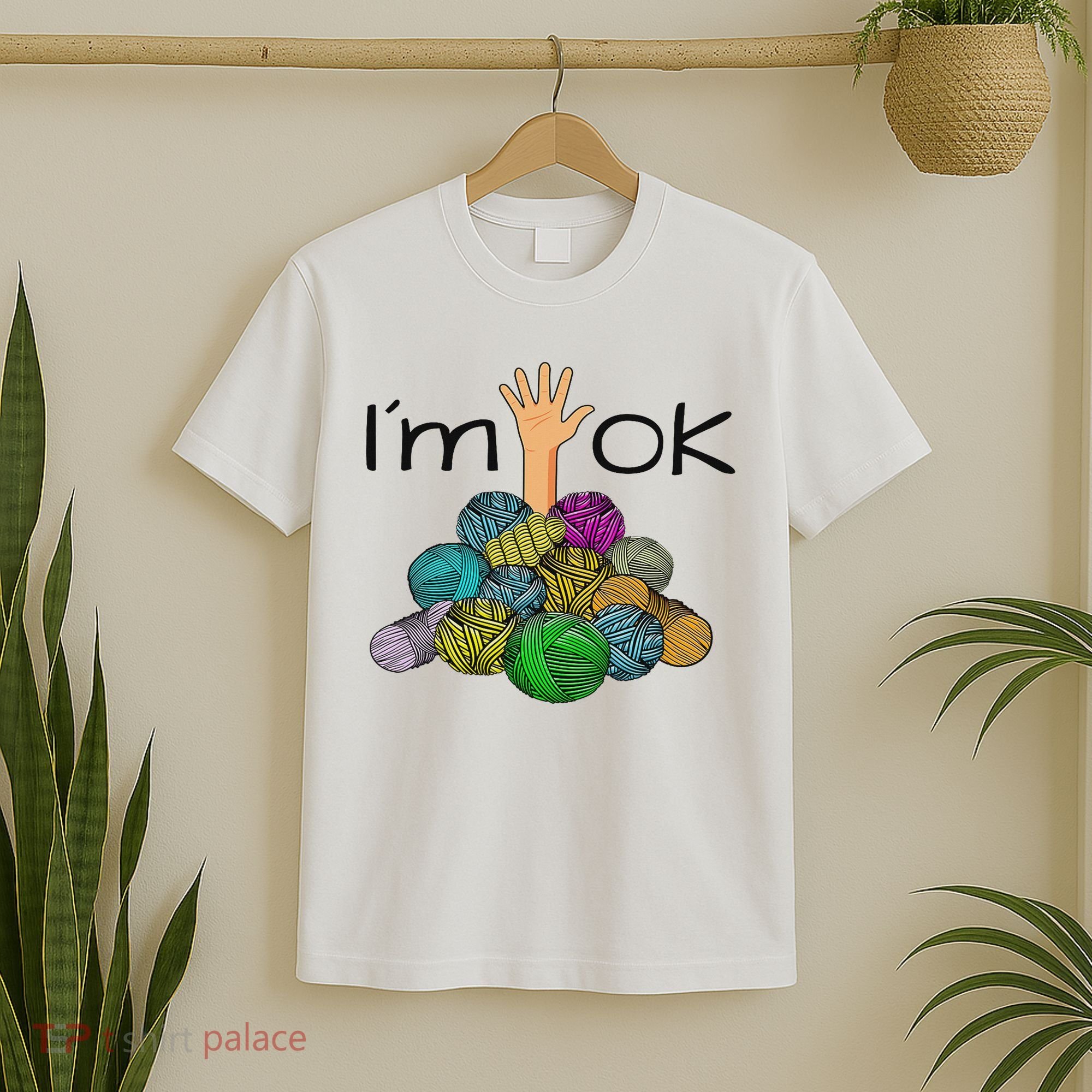 I’m Ok Funny Crochet And Knitting Yarn Mess T-Shirt