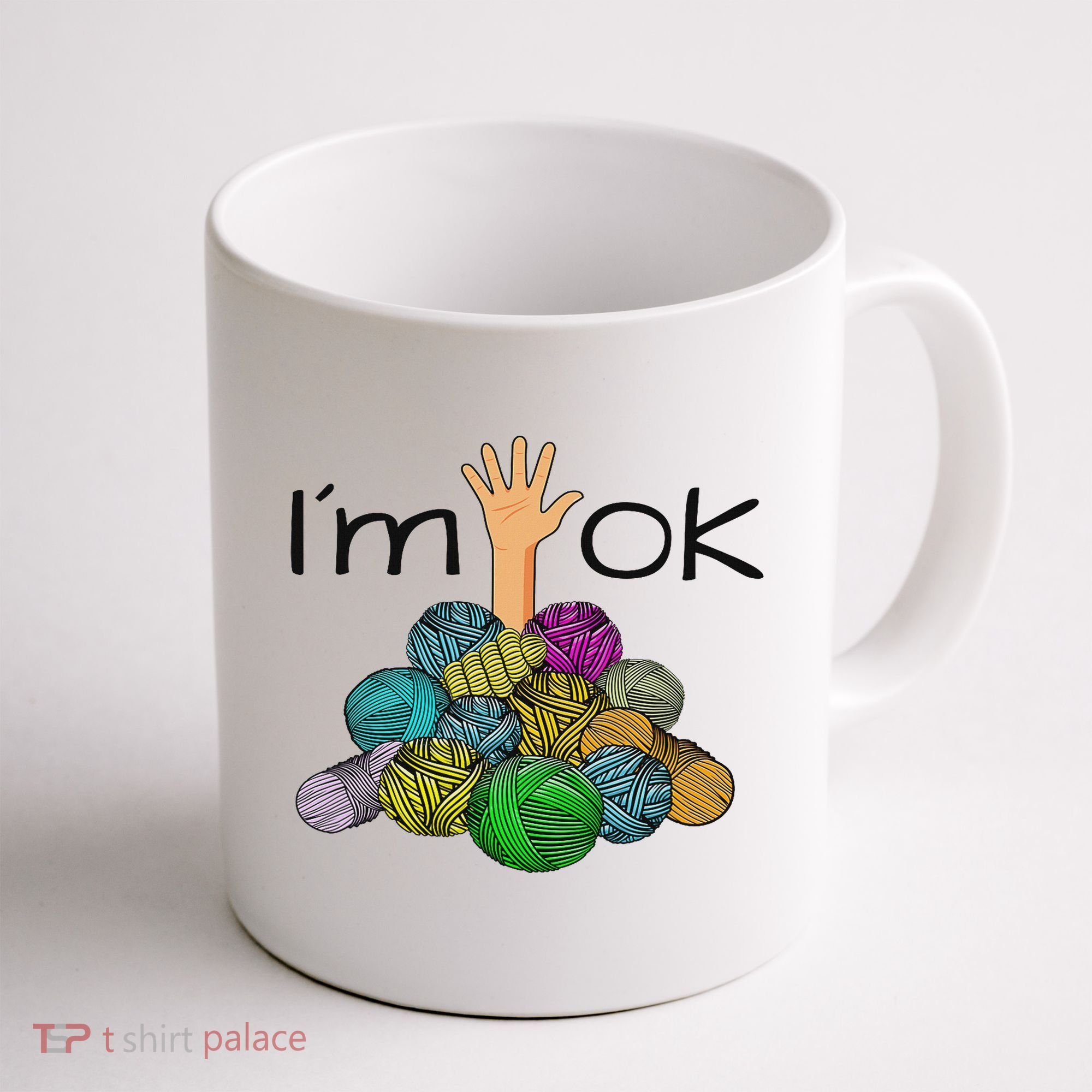 I’m Ok Funny Crochet And Knitting Yarn Mess Coffee Mug