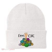 I’m Ok Funny Crochet And Knitting Yarn Mess Beanie thumb 0