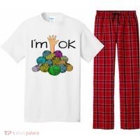 I’m Ok Funny Crochet And Knitting Yarn Mess Pajama Set thumb 0