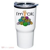 I’m Ok Funny Crochet And Knitting Yarn Mess Tumbler thumb 0