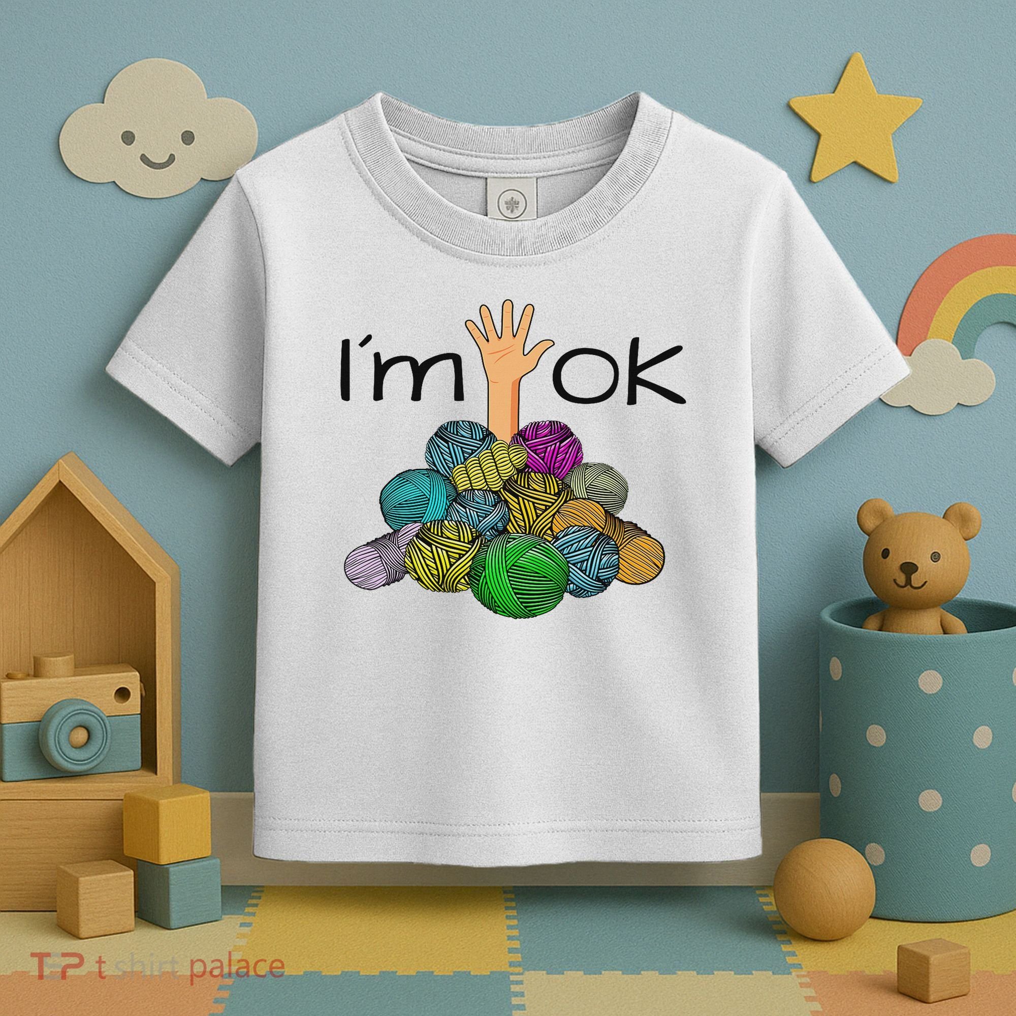 I’m Ok Funny Crochet And Knitting Yarn Mess Toddler T-Shirt