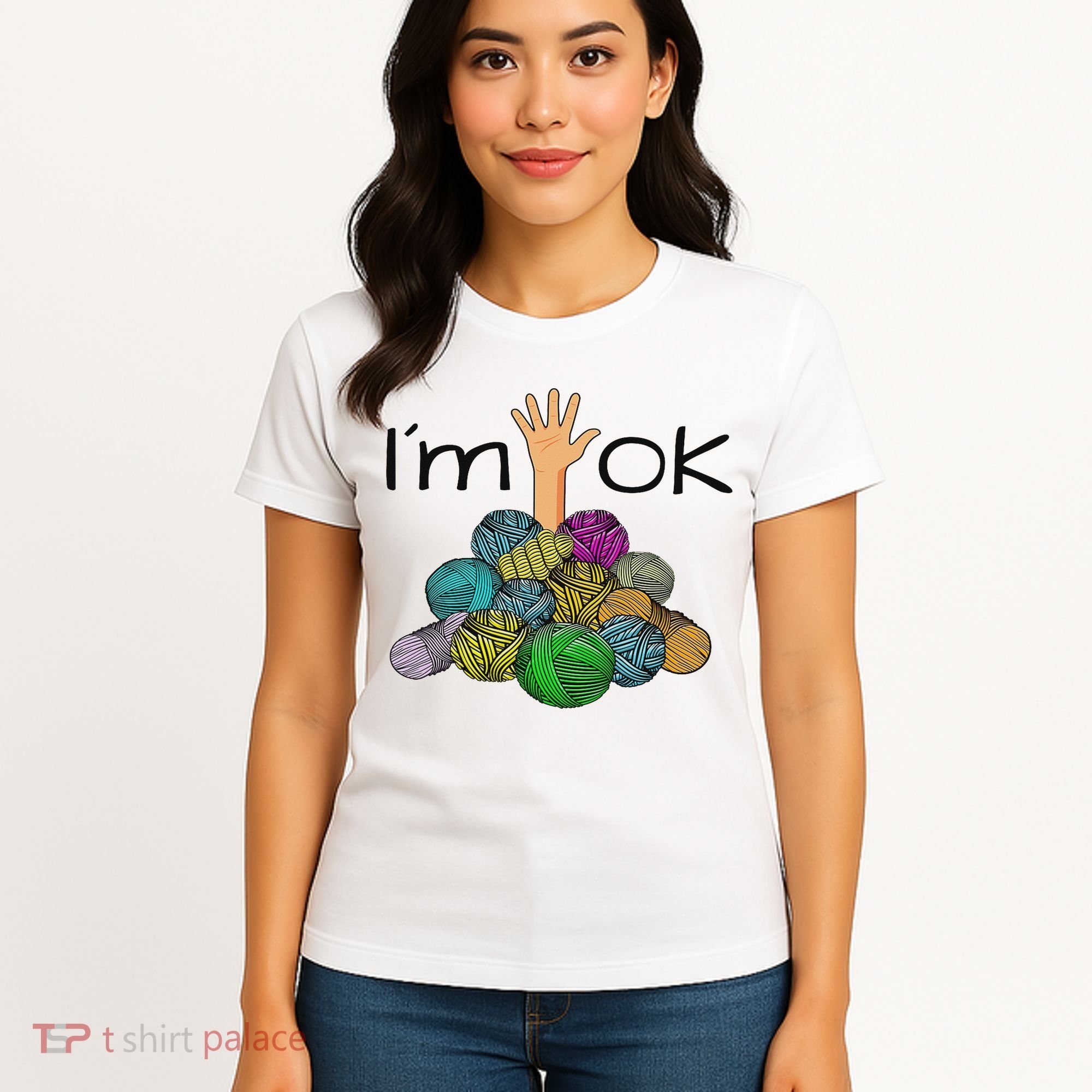 I’m Ok Funny Crochet And Knitting Yarn Mess Women's T-Shirt