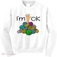 I’m Ok Funny Crochet And Knitting Yarn Mess Kids Sweatshirt thumb 0