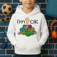 I’m Ok Funny Crochet And Knitting Yarn Mess Kids Hoodie thumb 2