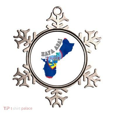 Island of Guam Map with Flag, Hafa Adai, Chamorro Design Ornament
