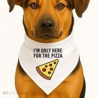 I'm Only Here For The Pizza Foodie Funny USA-Made Doggie Bandana thumb 1