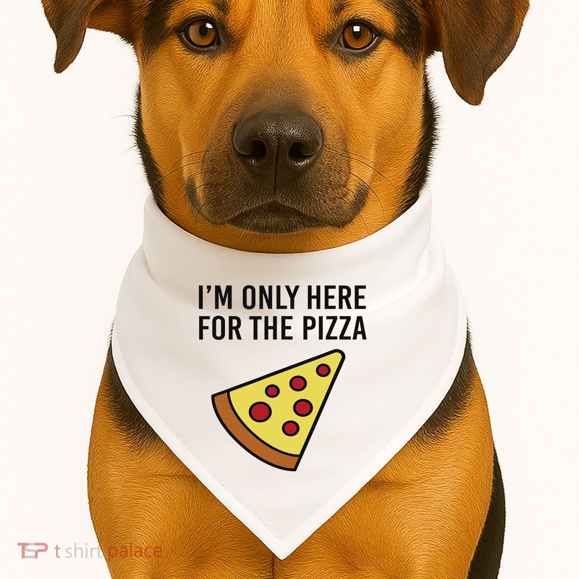 I'm Only Here For The Pizza Foodie Funny USA-Made Doggie Bandana