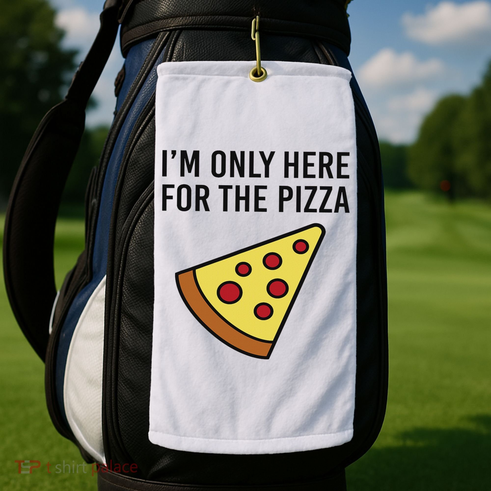 I'm Only Here For The Pizza Foodie Funny Golf Towel